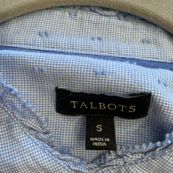 Talbots popover blouse, blue, size small - Picture 3 of 6